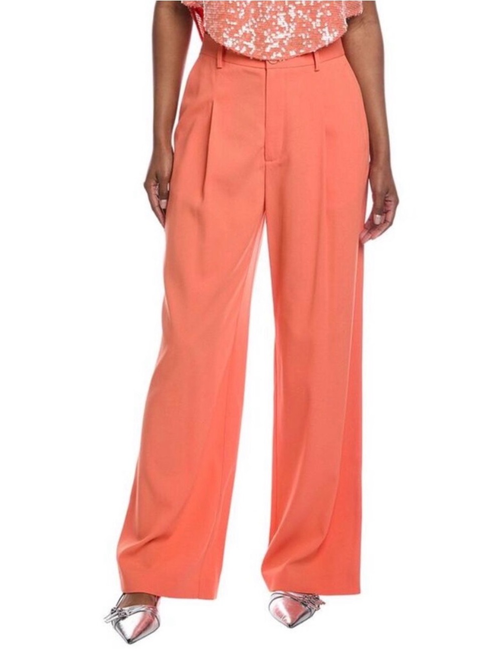 NWT Women’s Lapointe Womens  Pebble Crepe Relaxed Pant, Orange size 6